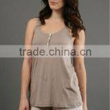Ladies Solid Tank Top in Taupe thumbnail-1