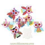 Wood Painting Sewing Buttons Scrapbooking Owl Halloween 2 Holes Mixed 3.5cm x 2.8cm(1 3/8" x1 1/8"),50PCs,Bulk thumbnail-1