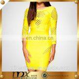 Plus size xl long sleeve hollow backless bandage dress
