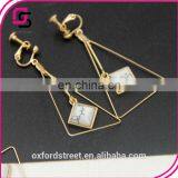 Europe and the United States Fashion Jewelry Triangle Synthetic Green Pine Natural Stone Long Earrings thumbnail-5