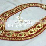 MASONIC REGALIA SHRINER GOLD FINISH METAL CHAIN COLLAR RED VELVET thumbnail-2