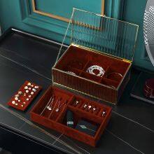 Red Glass Luxury Jewelry Box Net Red Earring Ring Jewelry Hand Jewelry Desktop Finishing Storage Box Display Stand thumbnail-3