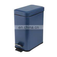 Top-selling Decorative Gold Color Soft Closed Rectangle Foot Pedal Waste Bin 5L Stainless Steel Huosehold Kitchen Office Dustbin