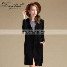 High Quality 100% Cashmere Knitted Coat Long Hooded Cardigan With Casual Style Solid Pattern for Winter Season thumbnail-5