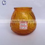 embossed 300ml colored painted glass candle holder