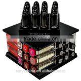 Customized Rotating Black Acrylic Lipstick Holder, Many Slots Acrylic Spinning Lipstick Tower