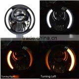 7" Motorcycle 30w H4 Hi/Low LED Headlight W/ Amber LED Turn Signal Lamp Fits Harley Jeep JK CG125 Cafe Racer Bobber thumbnail-1