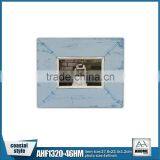 4x6" Distressed Blue Wide Border Wooden Photo Frame
