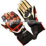 Leather Gloves Motor Bike Cycle Leather Gloves Red ,White AND Black Contrast