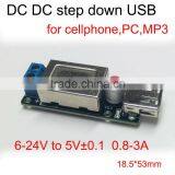 DC-DC Step-down Power Module 6V-24V 5V/3A USB Vehicle Mobile Phone Charger IPhone 4S