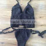 Best seller black crochet bikini sets with strings, crochet beach swimwear