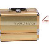 Chinese Factory Custom Best Quality Pro Kiss Lock Gold Clasp Aluminum Makeup Train Case thumbnail-3