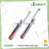 Factory Supply 2-fold Undermount Push Open Telescopic Channel Furniture Fittings Drawer Slide
