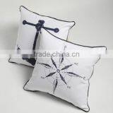 White Navy Style Compass Print Modern Pillow Cover Fancy Pillow Covers thumbnail-1