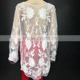 Clothing Bestdress Apparel Summer Women Long Tops Walson Fashion Women's Lace Crochet Loose Tops Long Sleeve Shirt Kimono Casual thumbnail-3