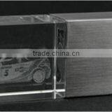 Factory Promotion Logo Engraving Crystal USB With LED Light