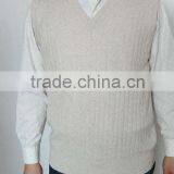 Pure Cashmere Man Cable V-neck Vest/sleeveless thumbnail-1