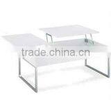 NEW WOOD WHITE COLOR COFFEE TABLE COCKTAIL MODERN TABLE CHROME METAL