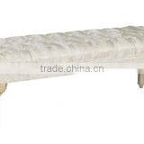 BISINI Ivory Color European Style Wooden Dressing Long Bench Chair for Bedroom - BF07-70192B thumbnail-1