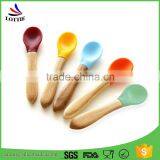 FDA Food Grade Safe Eco-friendly Baby Silicone Spoon With Wooden thumbnail-2