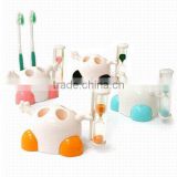 Toothbrush stand with sand timer or sandglass