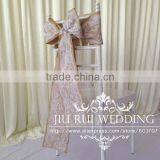 Natural Burlap Hessian Chair Sash Jute Chair Band With Lace at Middle for Rustic Wedding thumbnail-3