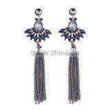 Bohemian Jewelry Rhinestone Gems With Long Chain Tassel Charms Earrings for Women thumbnail-4