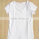 Cotton/spandex Women's V-neck T-shirt,solid Color T-shirt Custom Wholesale thumbnail-2