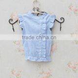 Child Girl Boutique Outfits Pearl Buttons Flutter Shirt With White Shorts Factory Direct Sale thumbnail-5