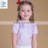 Summer Girls Cotton T Shirt Lavender Color With Embroidery Flowers thumbnail-1