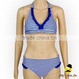 New Printed Blue Striped Nylon Separable Type Teen Girl Bikini Waterproof Swimwear Under Panties thumbnail-2