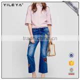 Fashion Latest Design Embroidered Jean Pants for Woman thumbnail-1
