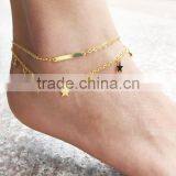 Double Layers Bar Charm Star Tassel Foot Chain Alloy Anklet thumbnail-1