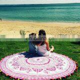 Indian Mandalan PomPom Round Yoga Hippie Roundie Tapestry Hippy Boho Gypsy Cotton Round Beach Throw Yoga Mat Tassel thumbnail-1