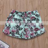 2019 Cotton Infant off Shoulder Short Sleeve Blue Bodysuit + Floral Girls Tutu Shorts Set Infant Romper 2Pcs/Set thumbnail-4