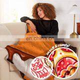 High Quality Fuzzy Pizza Shape Sublimation Blanket Funny Blankets thumbnail-5