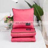 Luxury Cotton Satin Portable Foldable Throw Pillow Travel Sofa Blanket thumbnail-3