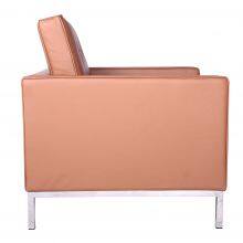 Florence Knoll Style Tufted Leather Armchair, Modern 1-Seater Sofa Chair With Stainless Steel Base for Living Room Hotel thumbnail-2