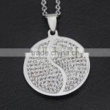 Stainless Steel Diamond Tai Chi Yin Yang Necklace Jewelry Wholesale thumbnail-5