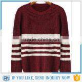 2016 Loose Round Neck Striped Red Sweater thumbnail-1