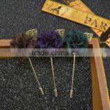 Men's Suits Flowers Brooches For Wedding Pin Up Insert Long Lapel Pins Vintage Mens Metal Leaf Brooches thumbnail-2