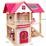 Hot sale two floor miniatures wooden toy doll furniture house
