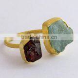 Amazing Rough Aquamarine Garnet Ring, Handmade Silver Jewellery, Online SIlver Jewellery thumbnail-1