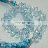 100% Natural Blue Topaz Faceted Drops Briolette 9.5X5.5MM Approx 8''Inch AAA++ On WholeSale Price. thumbnail-2