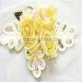 Chiffon Flower and Silver Leaf Sequin Flower Applique - DIY Flower Headbands - Bridal Applique thumbnail-6