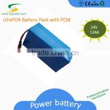 100%DOD High Quality Rechargeable LiFePo4 12Ah 24V Battery for Ebike