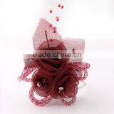 2013 New Design Wholesale DIY Three Small Roses Beaded Pectoral Flower Fabric Flowers H-104 thumbnail-1