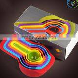 NEW 6pcs COLOURFUL Eco-Friendly PLASTIC MEASURING SPOONS & CUPS RAINBOW MULTI COLOURED FLAT thumbnail-2