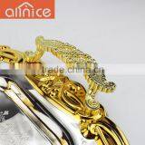 Hot Selling Hotel Items Serving Tray Silver Plating With Gold Edge/ss410 With Zine-alloy Handles Serving Tray thumbnail-4