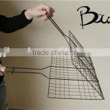 Stainless Steel Double Barebecue Bbq Grill Net With Wooden Handle BD-B8100 thumbnail-3